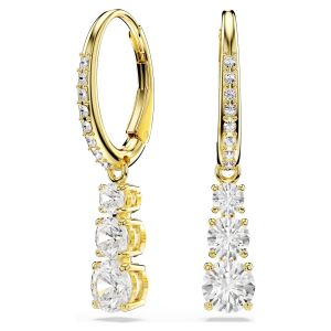 Swarovski Attract Trilogy Round Pierced Earrings - White with Gold Tone Plating 5723300