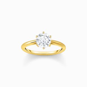 Thomas Sabo Gold Plated Ring with White Zirconia Brilliant Cut - TR2474-414-14-54