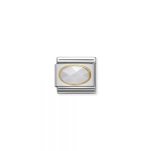 Nomination Classic Oval Hard Stones Charm - 18k Faceted White Jade 030502_25