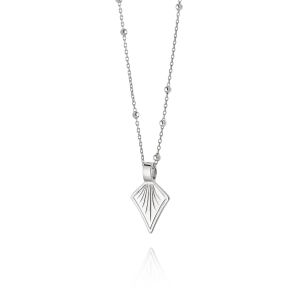 Daisy Palm Leaf Bobble Chain Necklace - Silver WN02_SLV