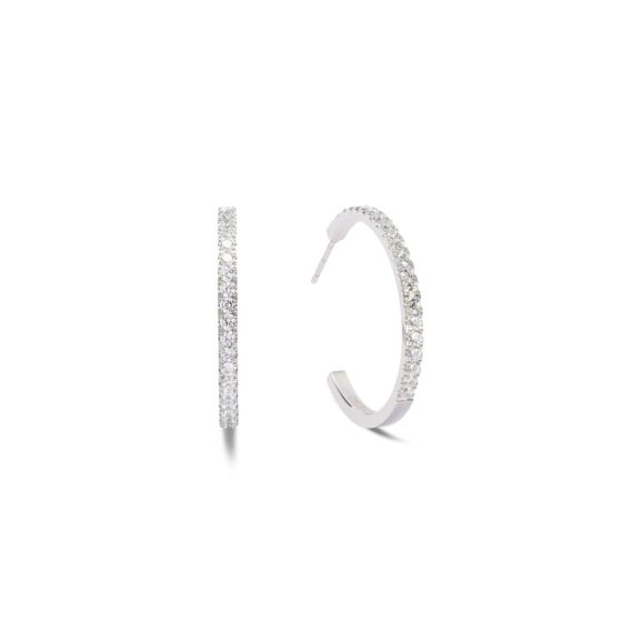 Coeur De Lion Eternal Love Big Crystal Hoop Earrings - Silver - 0147231817