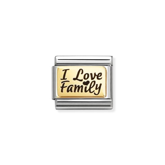 Nomination Classic Gold and Enamel Writing I Love Family Charm