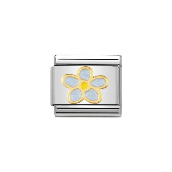 Nomination Classic Gold and Light Blue Enamel Forget-Me-Not Charm 030214/44