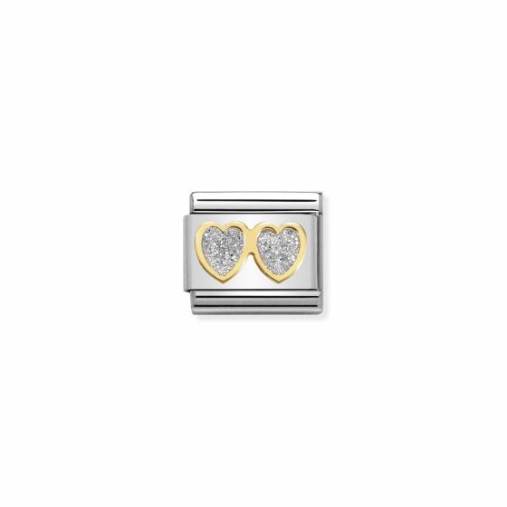 Nomination  Classic Silver Glitter Double Hearts Steel and 18k Gold 030220_01