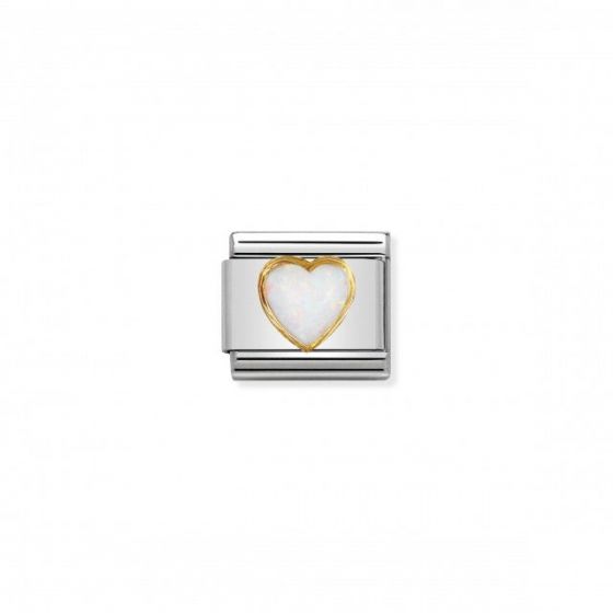 Nomination Classic Stones Hearts Charm - 18k Gold White Opal 030501_07