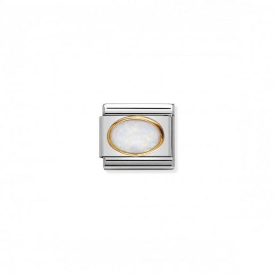 Nomination Classic Oval Hard Stones Charm - Gold 18k White Opal 030502_07