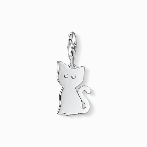 Thomas Sabo Charm Pendant - Silver Cat with Zirconia Eyes