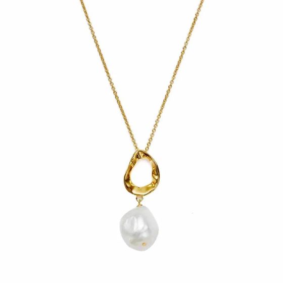 Jersey Pearl Baroque Oval Pendant
