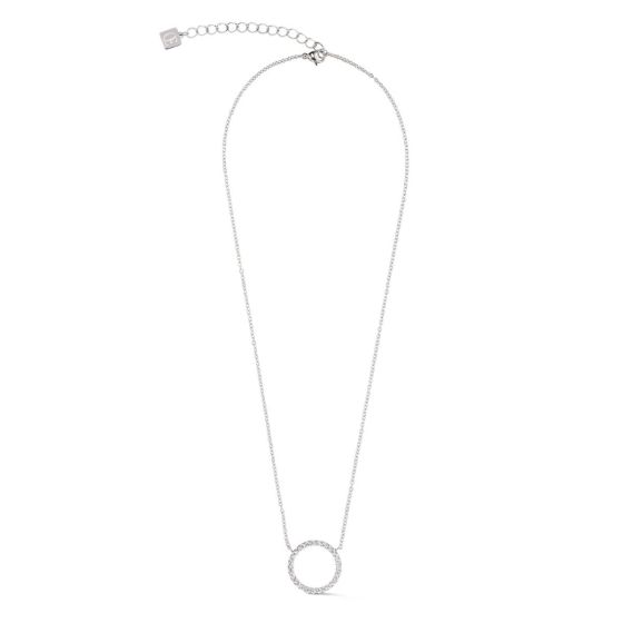 Coeur De Lion Sparkling Circle Necklace - Silver Crystal - 2057101817