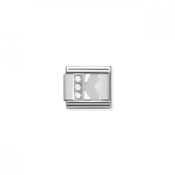 Nomination Silver and Zirconia Classic Letter Charm - K