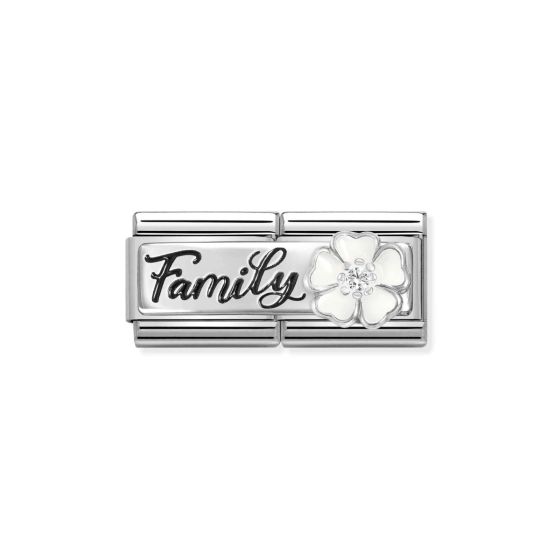 Nomination Classic Double Link Charm - Family with White Flower 330734/17