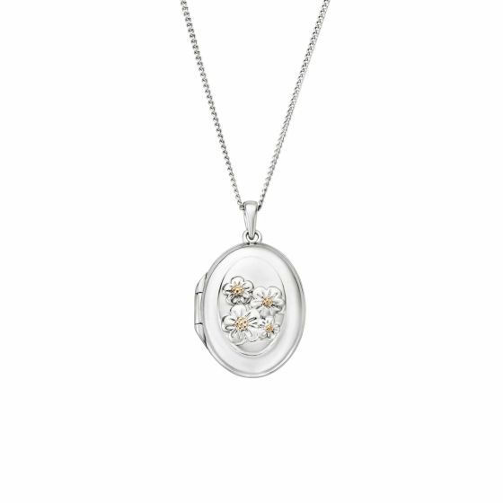 Clogau Nature's Wonder Forget-Me-Not Sterling Silver Locket. Item code 3SFMN907.