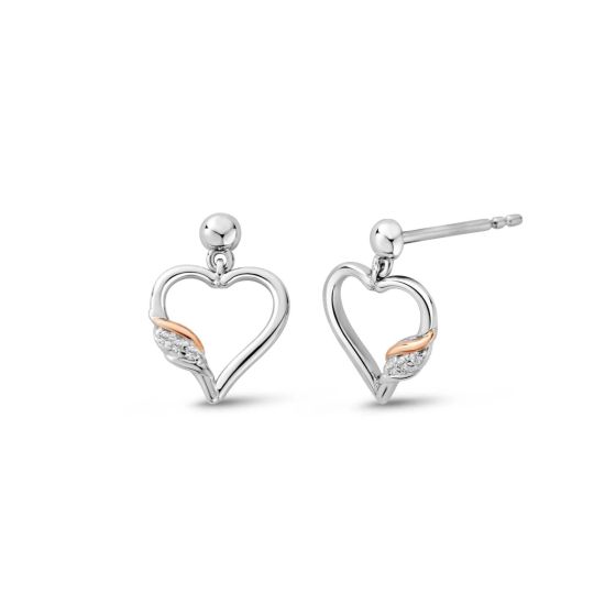 Clogau Past Present Future Heart Silver Earrings 3SPPF0800