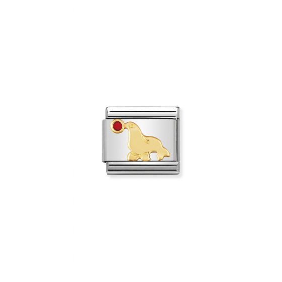 NOMINATION COMPOSABLE Classic WATER ANIMALS in stainless steel with enamel and 18k gold Seal