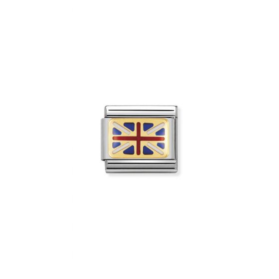 NOMINATION COMPOSABLE Classic EUROPE FLAG in stainless steel with enamel and 18k gold GREAT BRITAIN