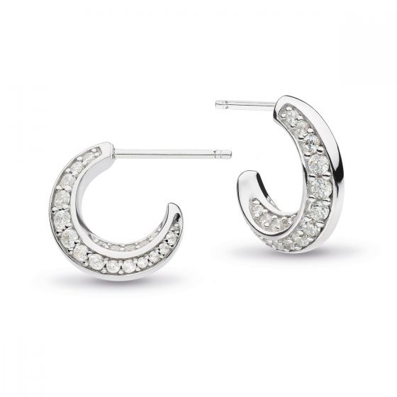 Kit Heath Bevel Cirque Zirconia Semi-Hoop Stud Earrings