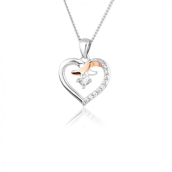 Clogau Kiss White Topaz Heart Pendant