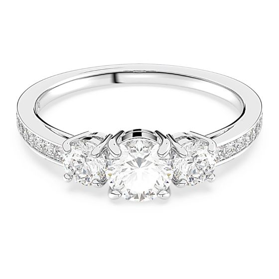 Swarovski Attract Trilogy Round Ring - White with Rhodium Plating 5656289, 5656292, 5655713, 5656291