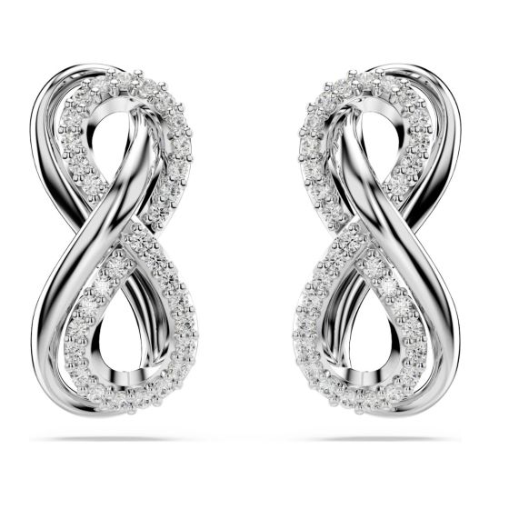 Swarovski Hyperbola Infinity Stud Earrings - White with Rhodium Plating 5687269