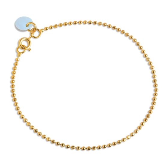 Enamel Copenhagen Ball Chain Icy Blue Gold Bracelet. Item code B16G_69_IcyBlue