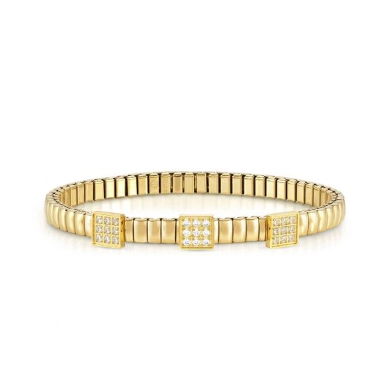 Nomination Extension Style Bracelet - Stainless Steel Yellow Gold Zirconia Squares 046015_056