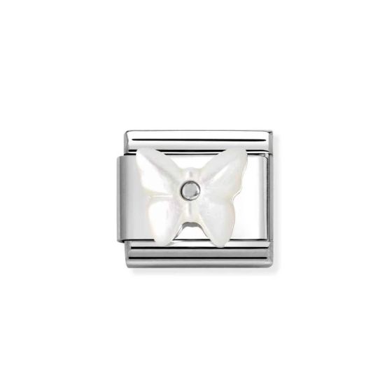 Nomination Classic Silver White Mother of Pearl Butterfly Charm