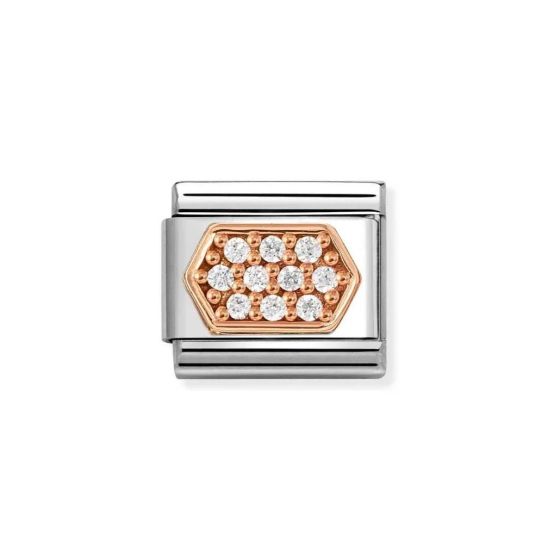 Nomination Classic Rose Gold and Zirconia Hexagon Charm. Item code 430312/03
