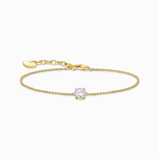 Thomas Sabo Bracelet with White Zirconia Pendant - Gold Plated - A2156-414-14-L19