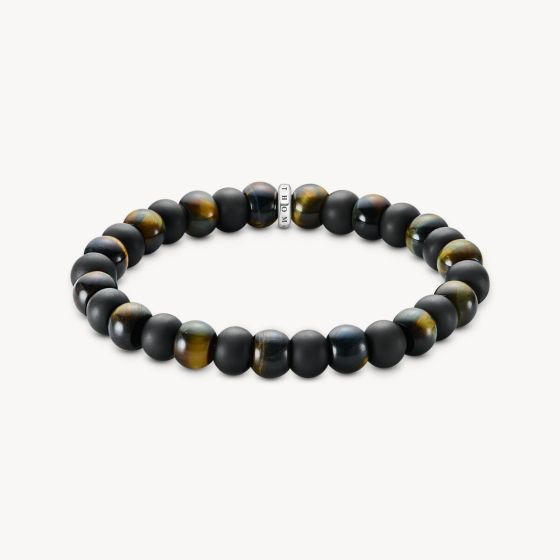 Thomas Sabo Bracelet with Obsidian and Tiger's Eye Beads 9mm - A2196-806-11