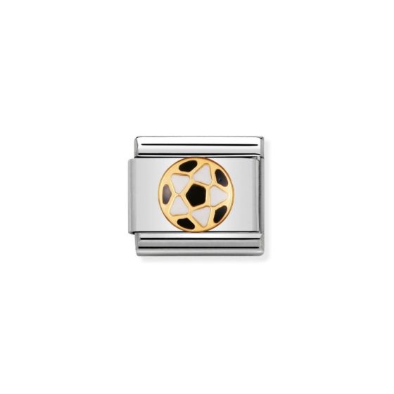 Nomination Classic Gold Black White Football Charm