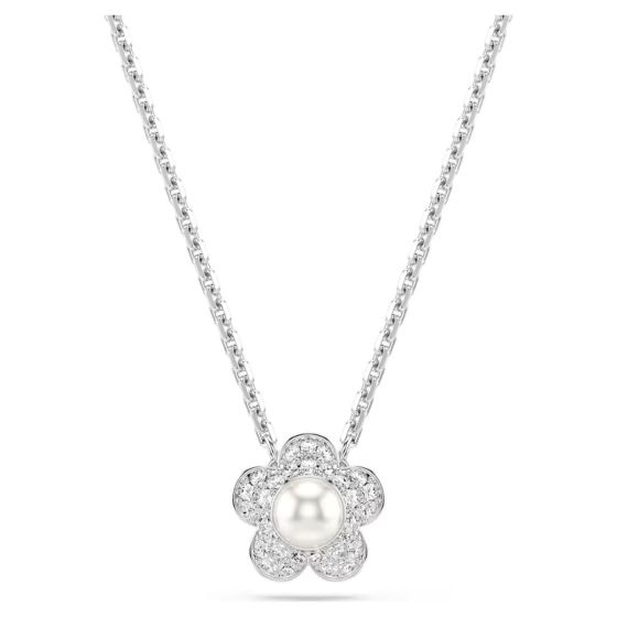 Ariana Grande x Swarovski Pendant Round Cut Flower - White with Rhodium Plating - 5755817
