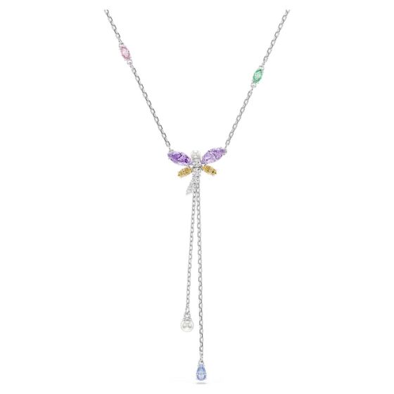 Ariana Grande x Swarovski Y Necklace Mixed Cuts Dragonfly - Multicolored with Rhodium Plating - 5749183