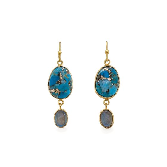 Sarah Alexander Bazaar Multi Gemstone Double Drop Earrings
