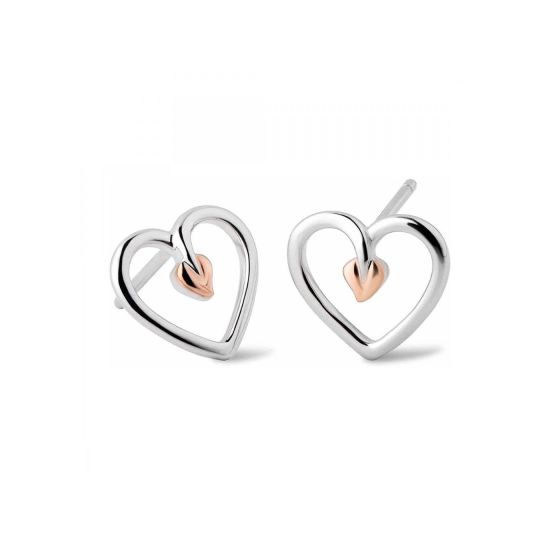 Clogau Tree of Life Small Heart Sterling Silver Stud Earrings. Item code 3STOL0704.