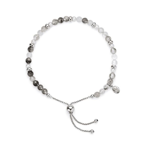 Jersey Pearl Sky Bracelet - Scatter Style in Cloudy Quartz and Silver 1827880