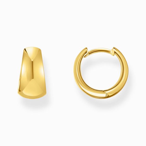 Thomas Sabo Gold Plated Classic Hoop Earrings Chunky Trapezoidal Shape - CR740-413-39
