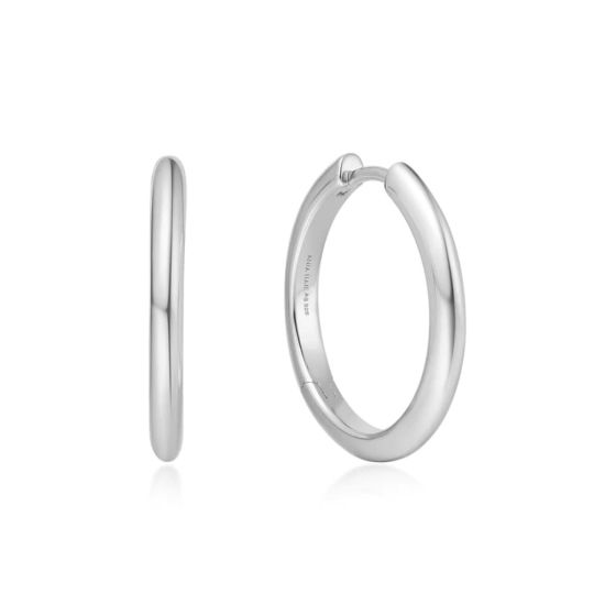 Ania Haie Tube Medium Hoop Silver Earrings - E062-03H