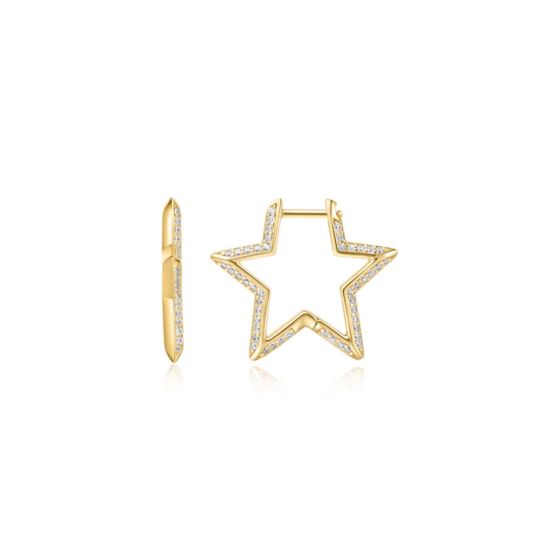 Ania Haie Medium Star Pavé Hoop Gold Earrings - E064-05G