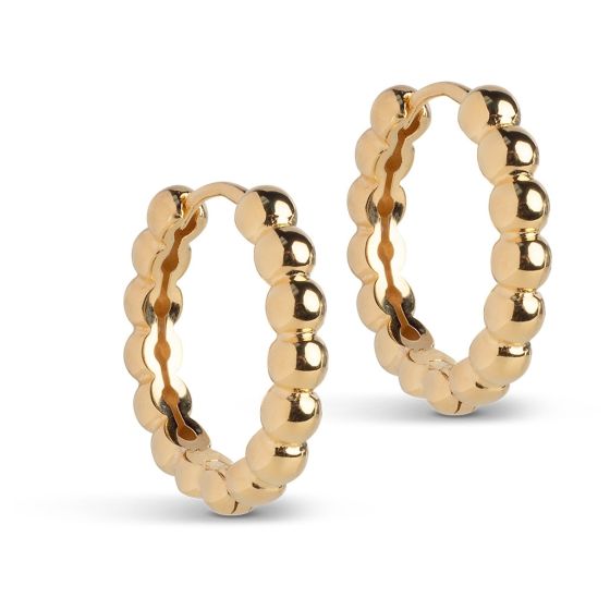 Enamel Copenhagen Ball Large Gold Hoop Earrings. Item code E403G.