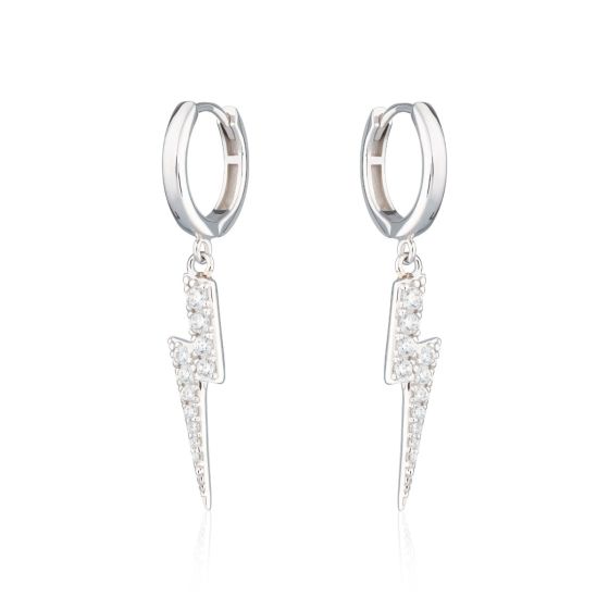 Scream Pretty Lightning Hoop Earrings - Silver