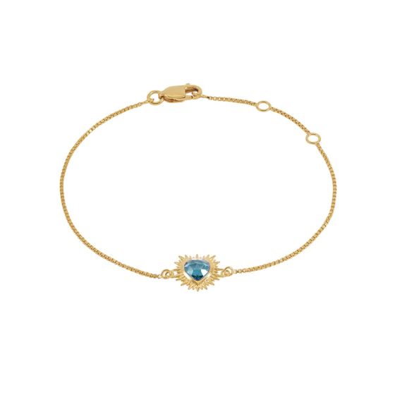 Rachel Jackson Personalised Electric Love Blue Topaz Heart Bracelet Gold EGHB1BTGP