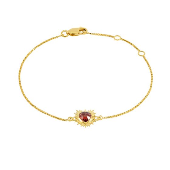 Rachel Jackson Electric Love Garnet Heart Bracelet Gold EGHB1GAGP