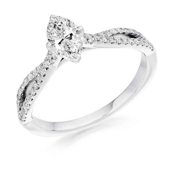 Marquise Cut Diamond Engagement Ring with Twist Band