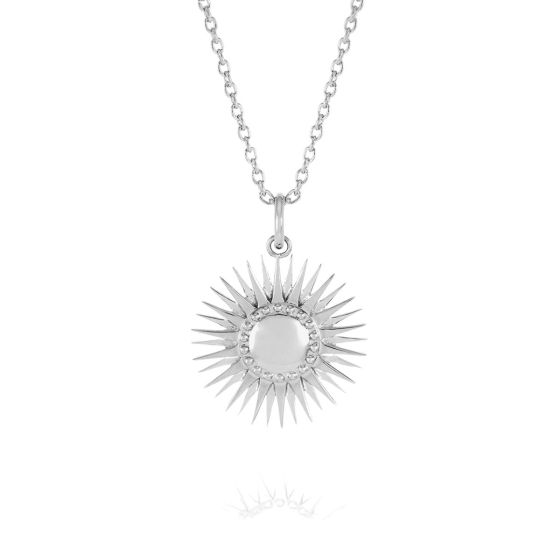 Rachel Jackson Personalised Art Deco Sun Necklace Silver GDN8S