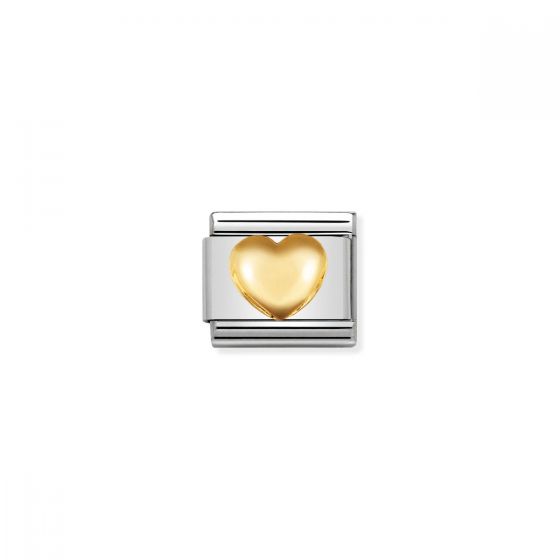 Nomination Raised Heart Charm - 18k Gold - 030116/01