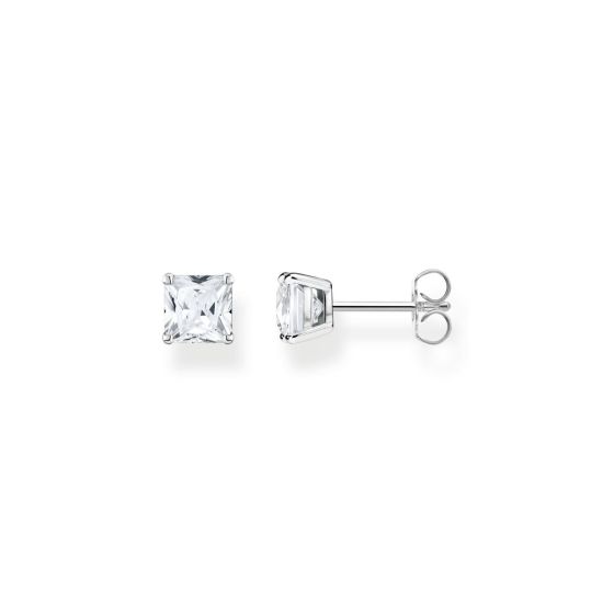Thomas Sabo Princess Cut White Zirconia Stud Earrings - Silver