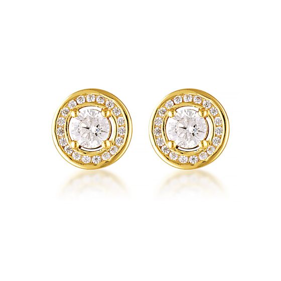 Georgini Milestone White Zirconia Halo Earrings - Gold