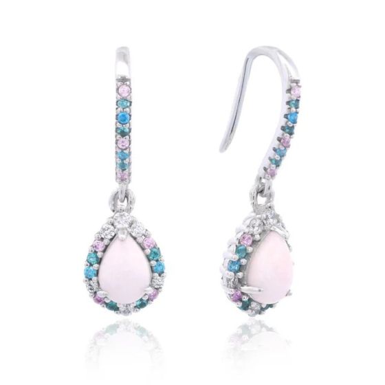 Georgini Wisteria Floribunda Created Opal Shepard Hook Silver Earrings. Item code IE1176W.