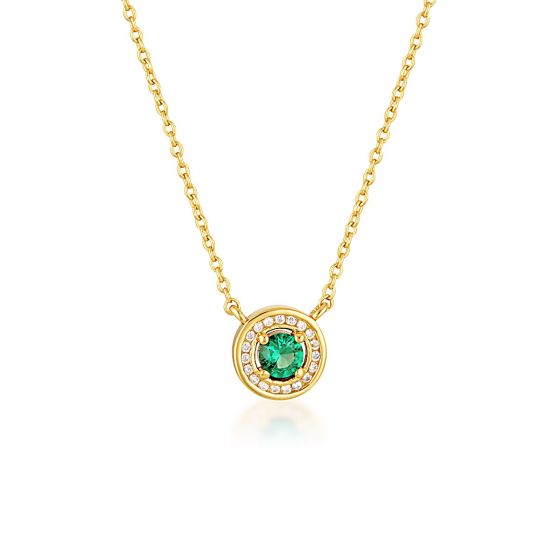 Georgini Milestone Emerald Green Halo Pendant - Gold IP1164GR