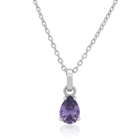 Georgini Wisteria Amethyst and Zirconia Silver Pendant Necklace. Item code IP1216WA.